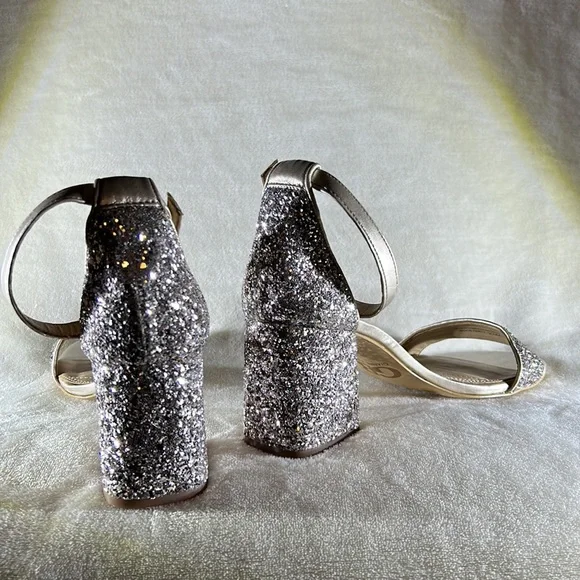 Gianni Bini Block Party Light Gold Glitter Heels 9.5 - Picture 5 of 10